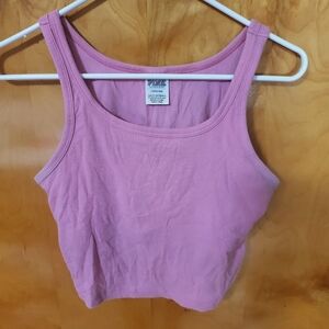 VICTORIA'S SECRET PINK Crop Top Pink Rib Tank Top Size Large